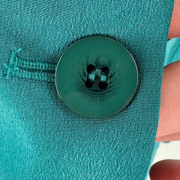 Design by Pat Argenti blazer 10P blue teal 100% silk vintage 80s 90s Corpcore - Picture 3 of 13